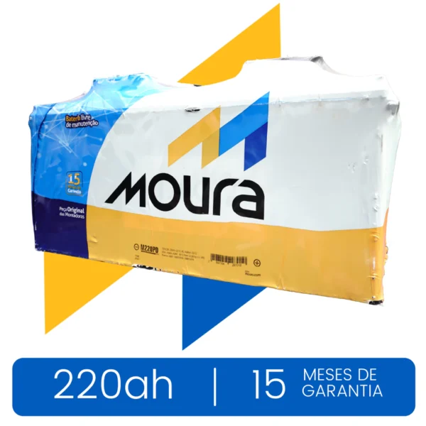 Moura 220Ah (M220PE) | Livre de Manutenção | 15 Meses de Garantia