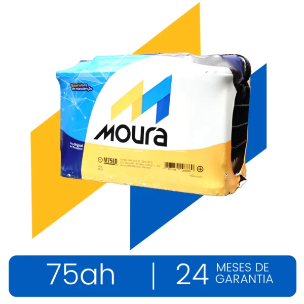 Moura 75Ah (M75LD) | Livre de Manutenção | Caixa Alta | 24 Meses de Garantia