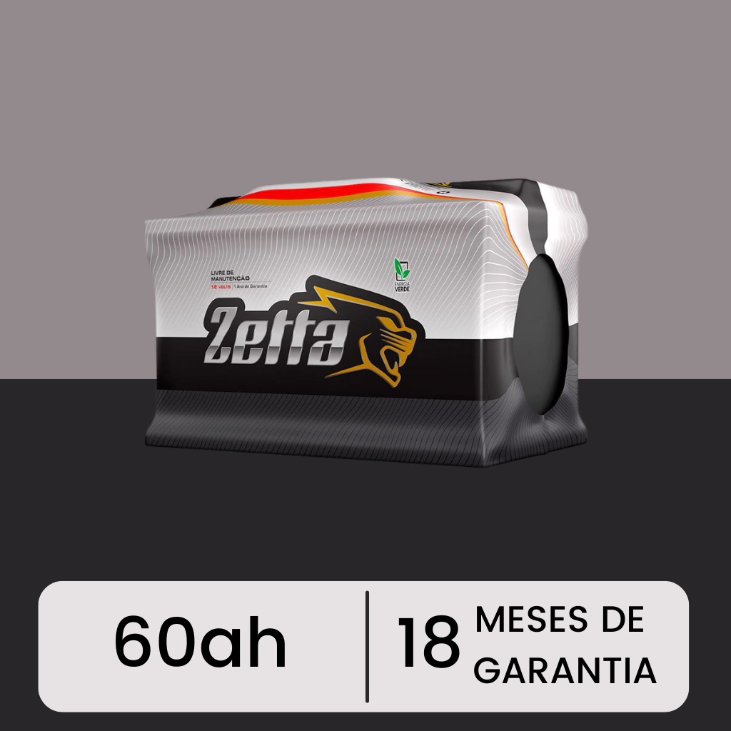 Zetta 60Ah (Z60D) | Livre de Manutenção | 18 Meses de Garantia
